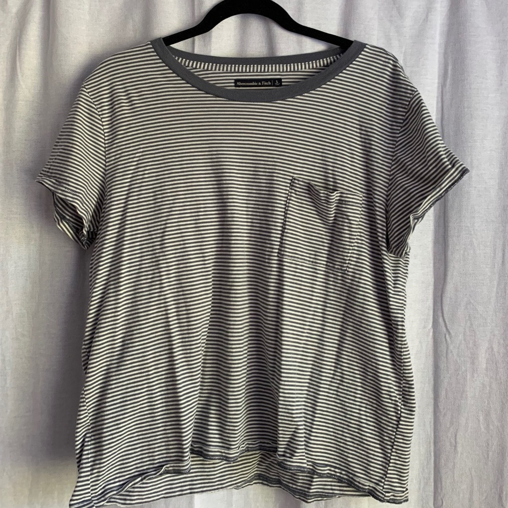blue and white stripped shirt